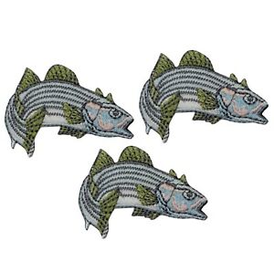 300x298 Striped Bass Fishing Applique Patch - Jumping Fish Drawing
