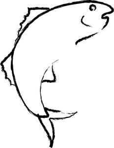 232x300 Clip Art Fishing Outline Jumping Fish Clipart Image - Jumping Fish Drawing