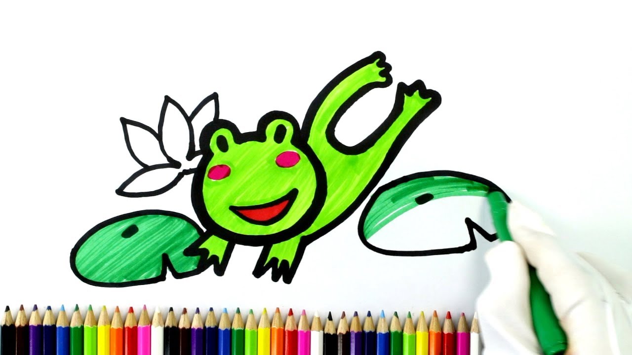 1280x720 Learn How To Draw A Jumping Frog Coloring Pages For Kids Drawing - Jumping Frog Drawing