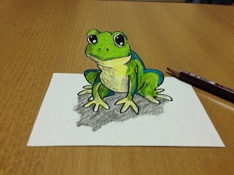 480x360 trick art, drawing jumping frog, anamorphic illusion - Jumping Frog Drawing