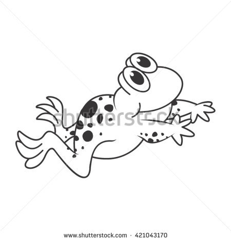 450x470 Frog Cartoon Outline Group With Items - Jumping Frog Drawing
