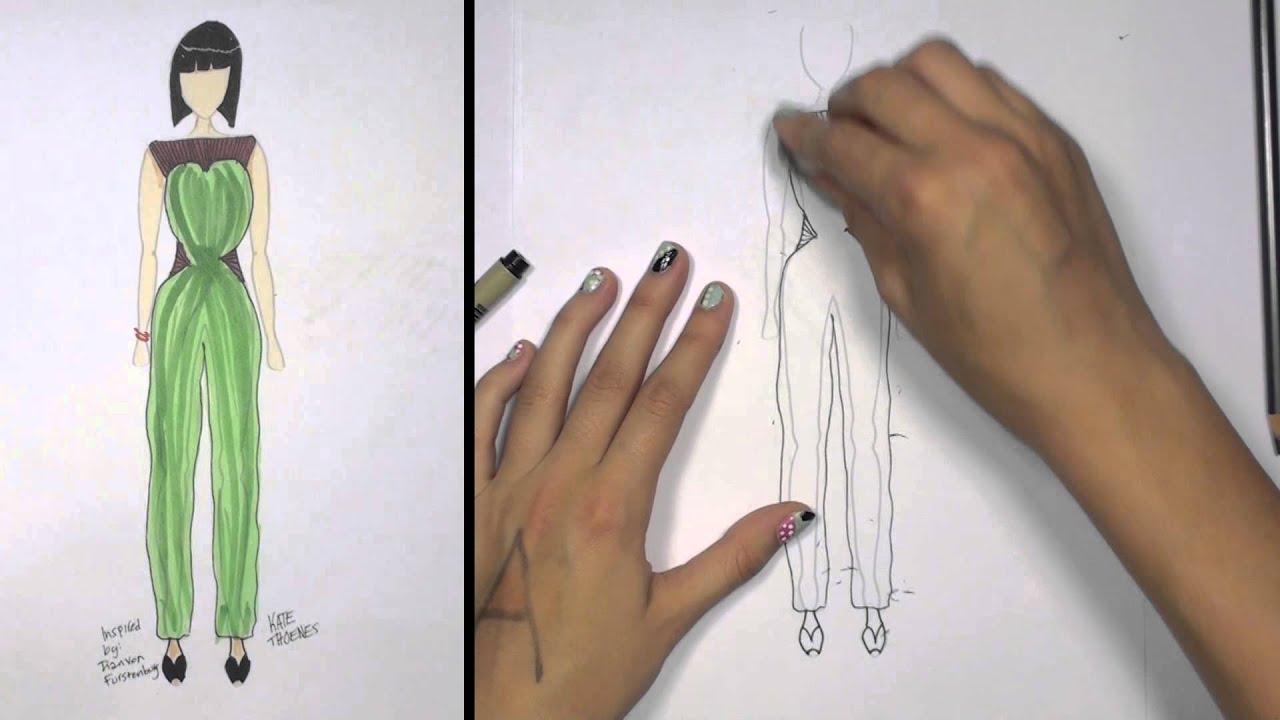 1280x720 how to draw clothes for beginners fashion designing green - Jumpsuit Drawing