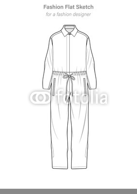 283x400 jumpsuit fashion flat technical drawing vector template buy - Jumpsuit Drawing
