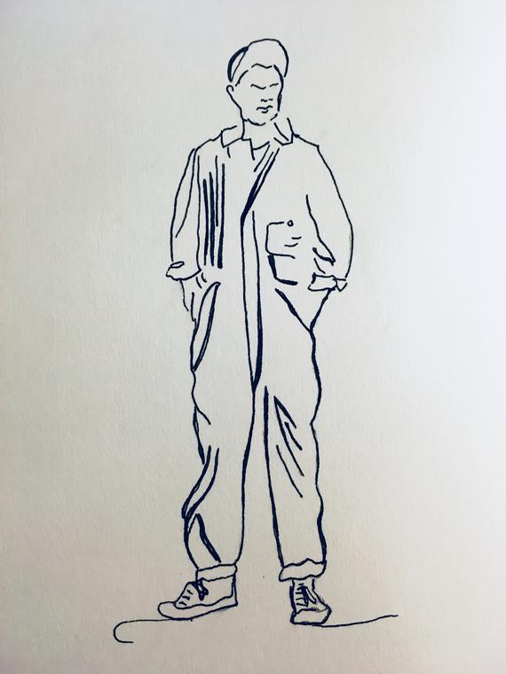 570x760 male figure jumpsuit illustration etsy - Jumpsuit Drawing