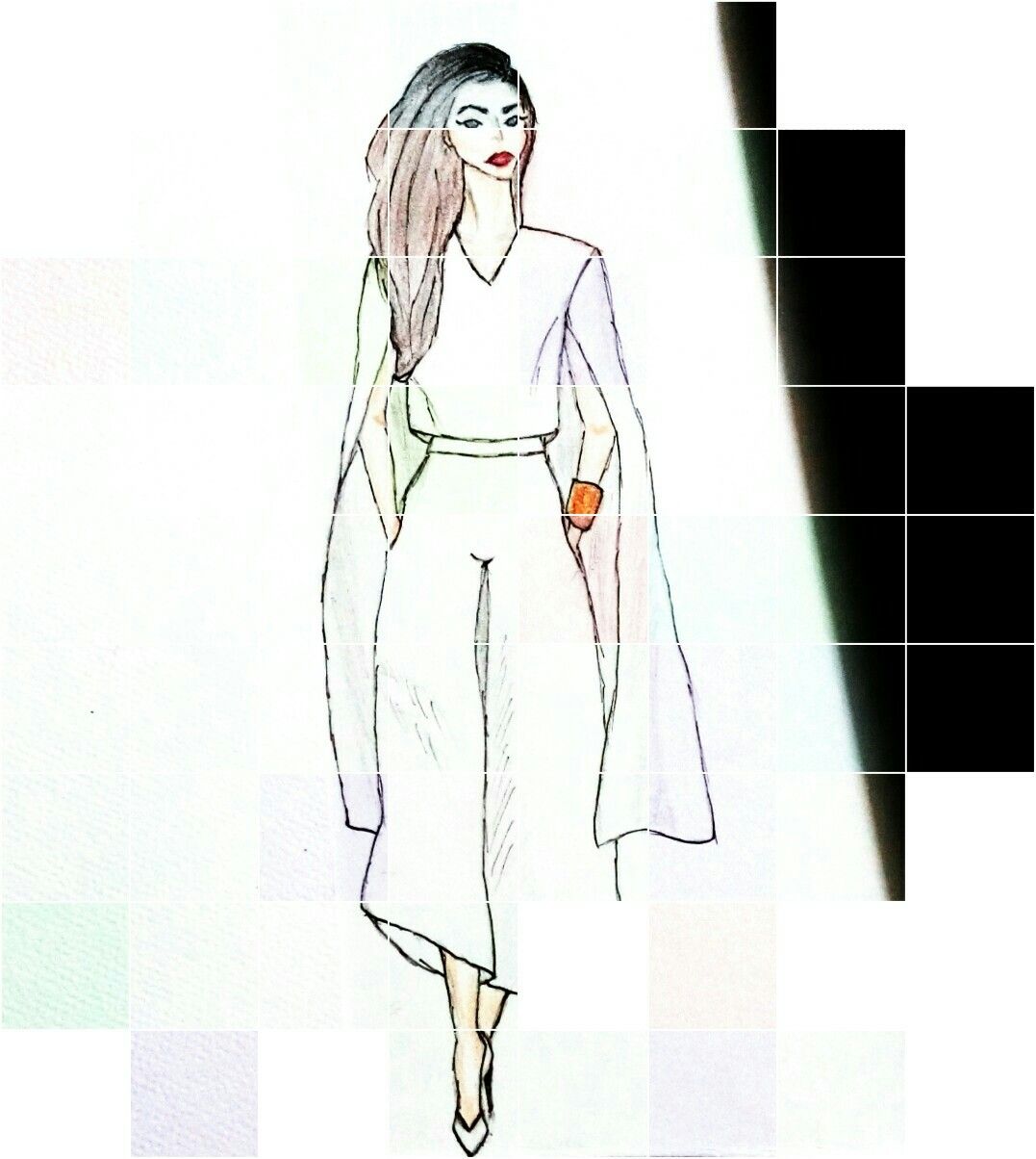 1077x1204 fashion illustration white jumpsuit drawing sketch - Jumpsuit Drawing