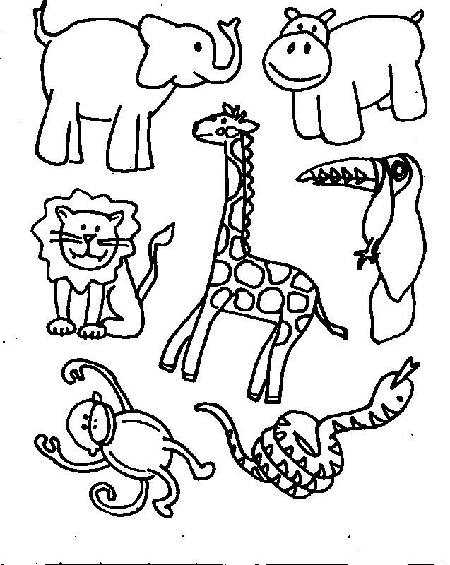 637x800 Drawing Printables Jungle Animal For Free Download - Jungle Animals Drawing