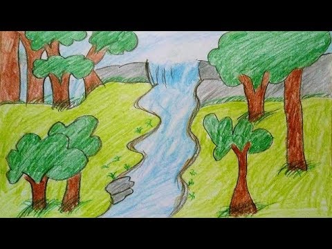 480x360 How To Draw Scenery Of Rainforest For Kids Jungle Scenery - Jungle Drawing