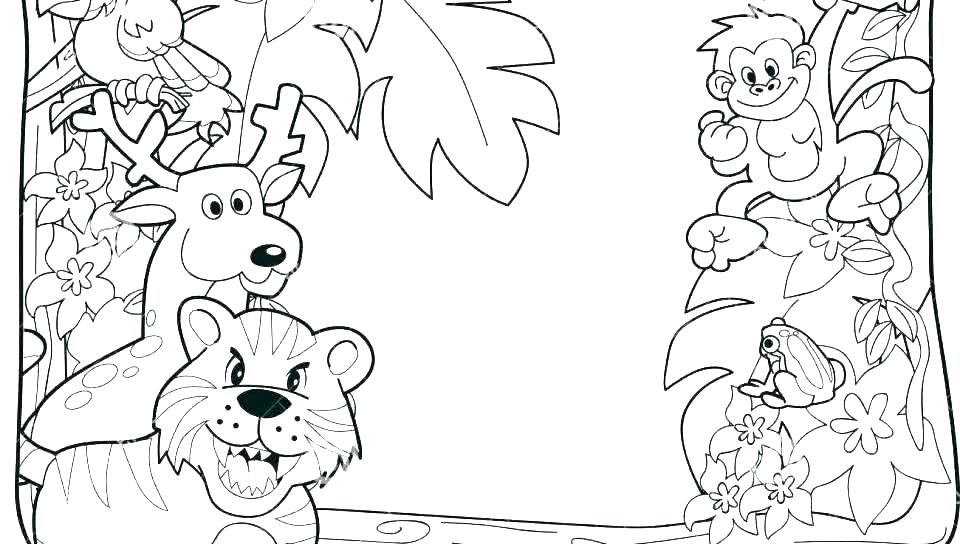960x544 Jungle Coloring Pages Scene Free Scenes Apple - Jungle Scene Drawing