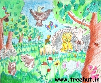 425x349 Jungle Scene Child Art Ideas - Jungle Scene Drawing