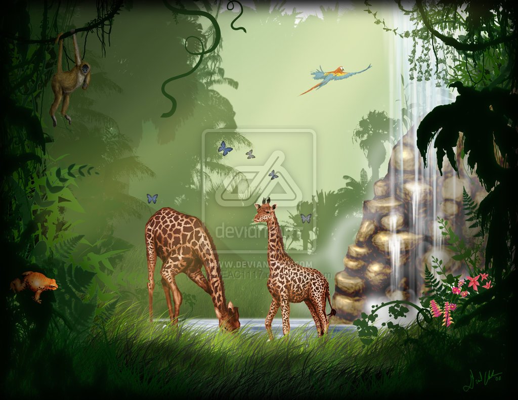 1024x791 jungle scenery drawing jungle landscape drawing how to draw - Jungle Scene Drawing