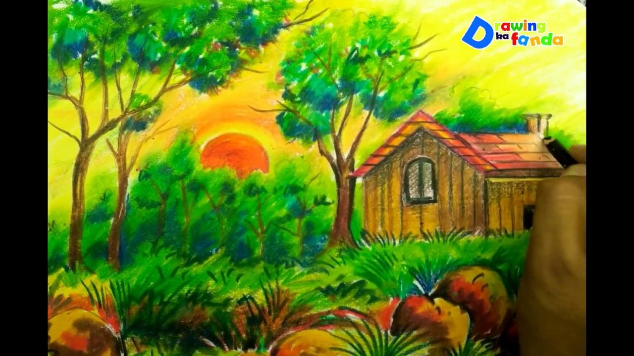 1280x720 Scenery Drawing For Kids - Jungle Scene Drawing