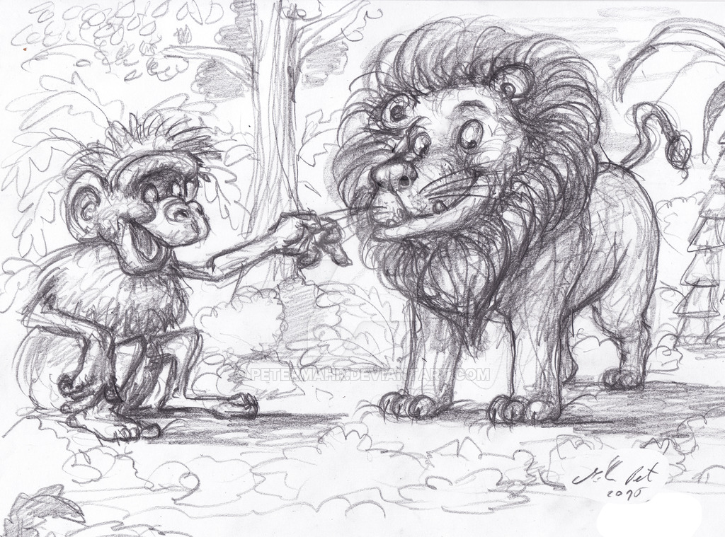 1024x759 Sketch For A Jungle Scene - Jungle Scene Drawing
