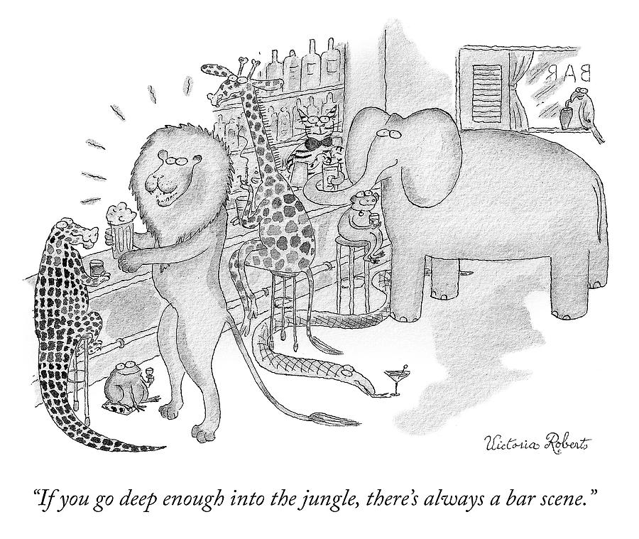 900x759 A Bar Scene Drawing - Jungle Scene Drawing