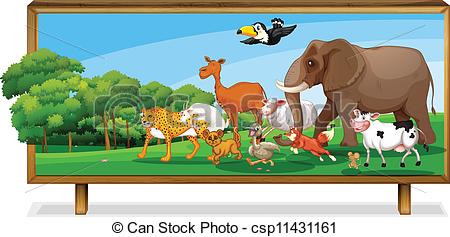 450x237 animals in jungle on board illustration of animals in jungle - Jungle Scene Drawing