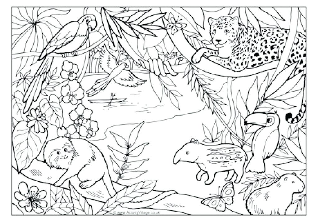1024x723 bold and modern jungle scene coloring pages drawing at com free - Jungle Scene Drawing