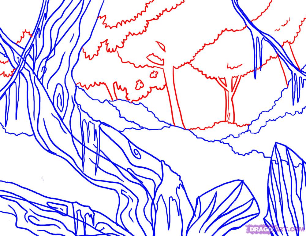 Jungle Tree Drawing at PaintingValley.com | Explore collection of