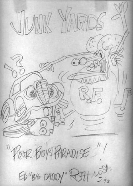 424x591 ed big daddy roth original pencil drawing junk yards poor boys - Junk Drawing