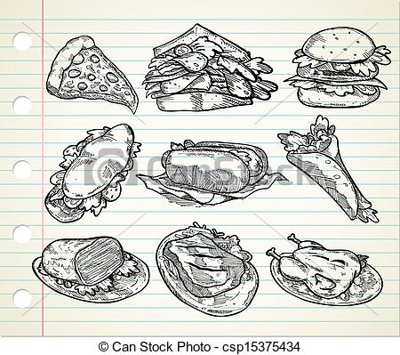 450x399 set of hand drawn junk food - Junk Drawing