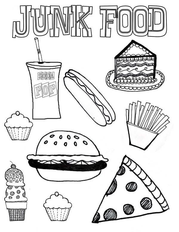 600x777 Junk Food Coloring Page - Junk Food Drawing