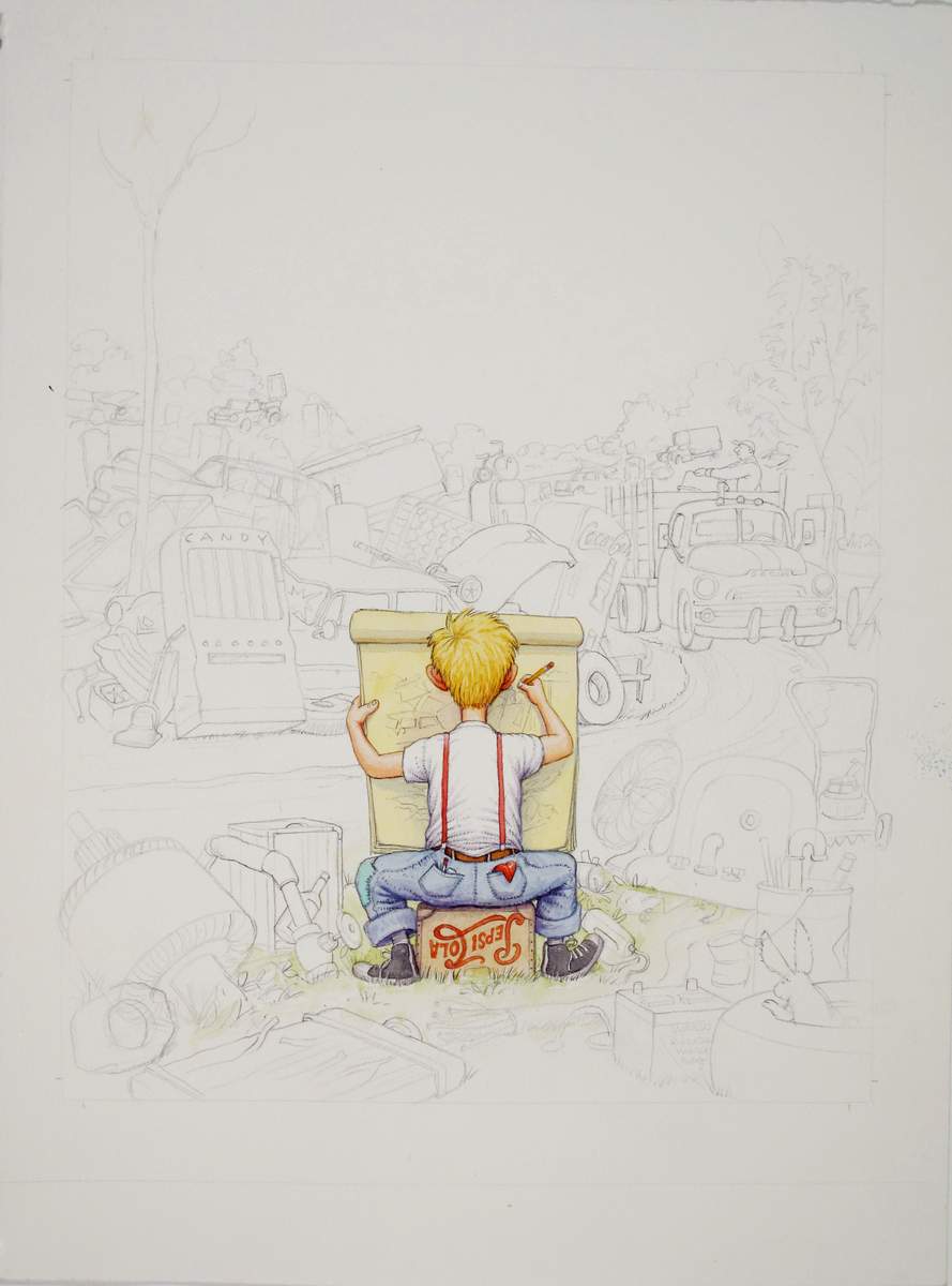 889x1200 Jamie Drawing In The Junkyard - Junkyard Drawing