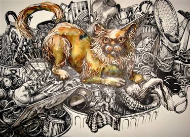 375x270 Junkyard Cat Drawing - Junkyard Drawing