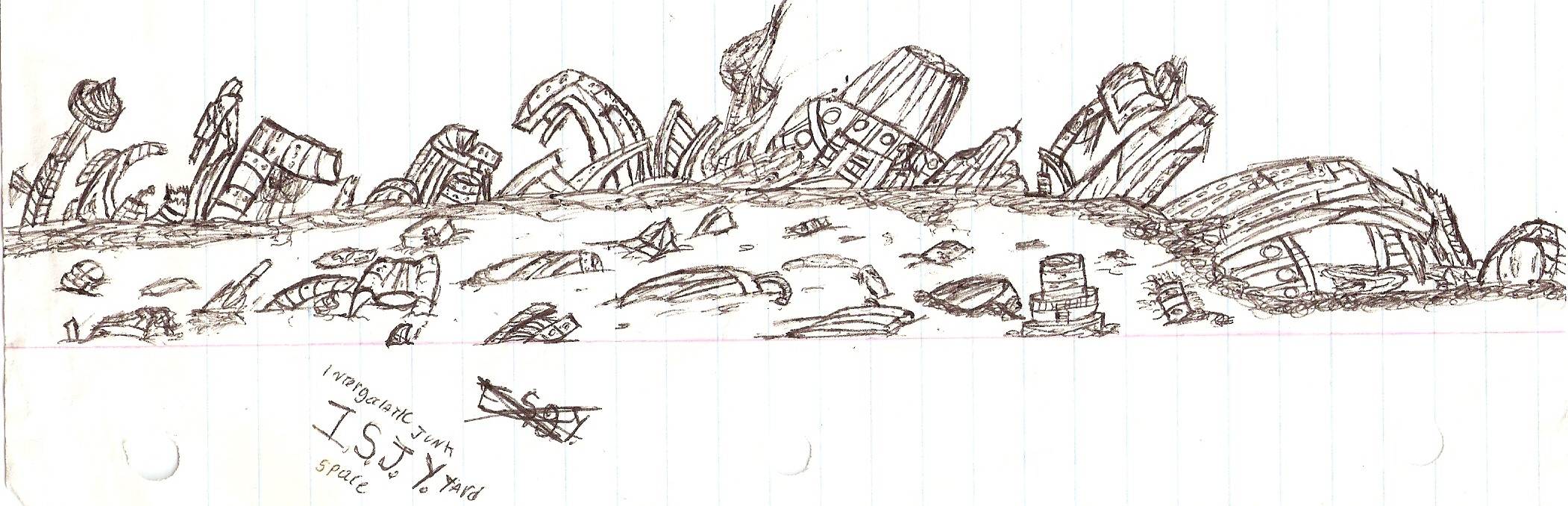 2102x678 Space Junkyard - Junkyard Drawing