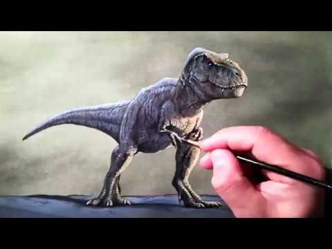 480x360 How To Paint Tyrannosaurus Rex From Jurassic World - Jurassic Park T Rex Drawing