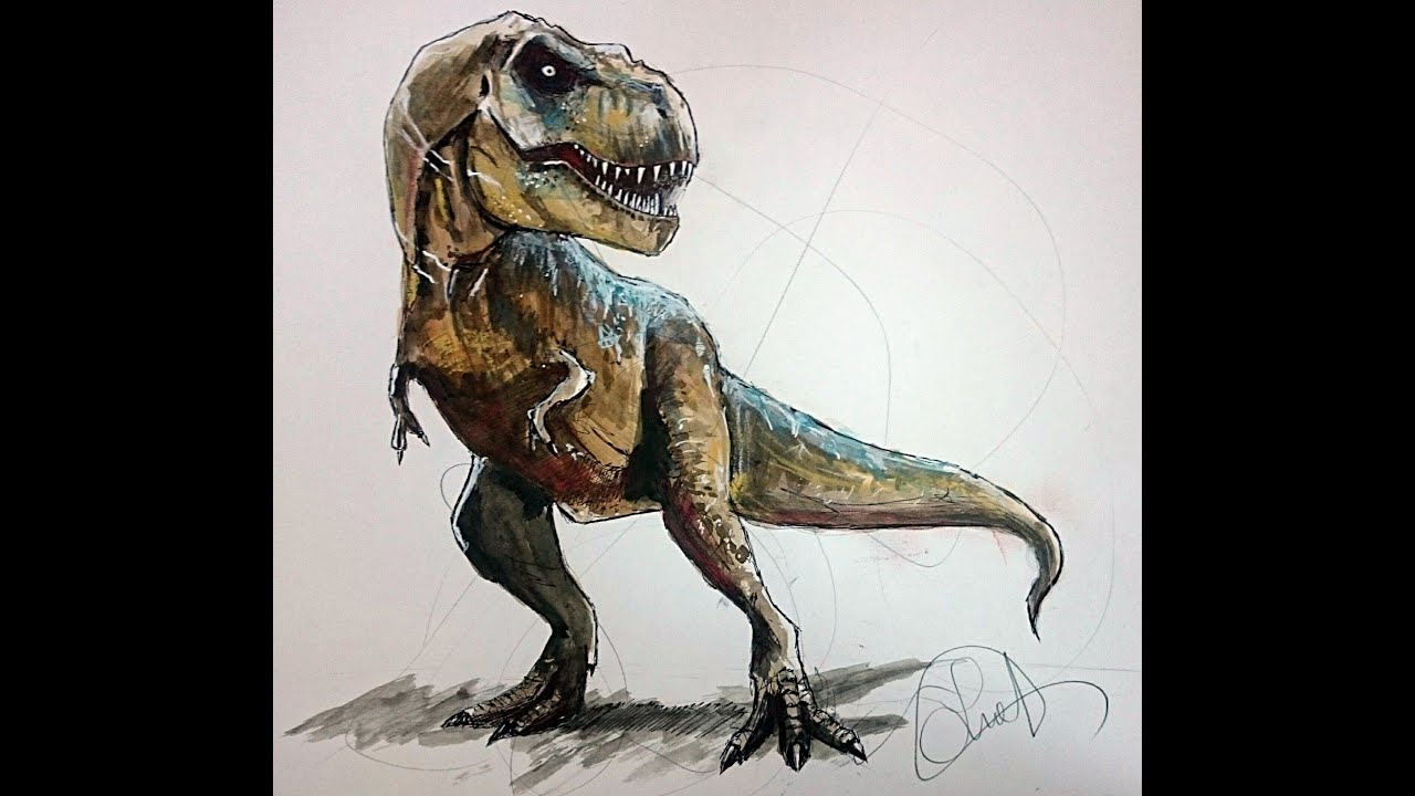 1280x720 Speed Drawing T Rex - Jurassic Park T Rex Drawing