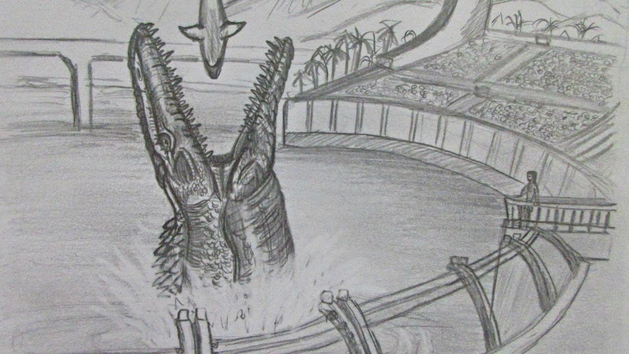 1280x720 How To Draw Mosasaurus, From Jurassic World Danny The Dinosaur - Jurassic World Drawing