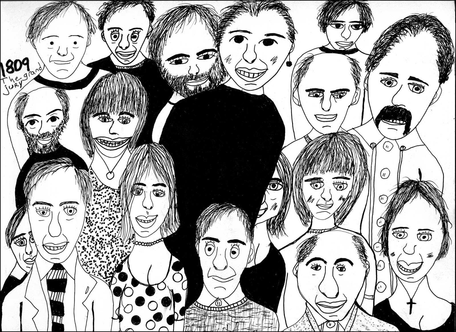 1600x1164 All This Is That Drawing Faces The Grand Jury - Jury Drawing