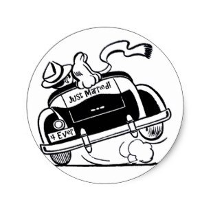 307x307 just married car stickers labels zazzle uk - Just Married Car Drawing