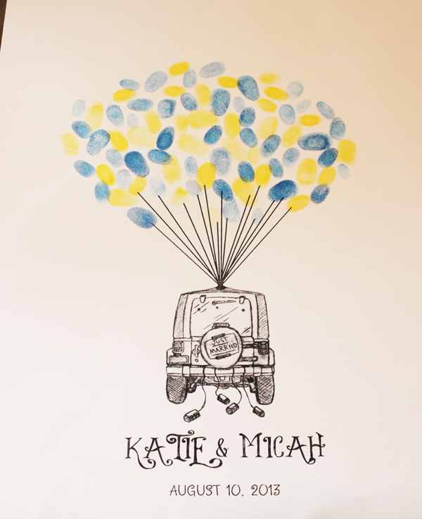 600x738 just married jeep thumbprint guest book - Just Married Car Drawing