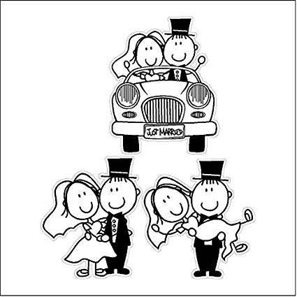 425x425 just married stick couple wedding static cling window - Just Married Car Drawing