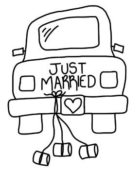 288x352 applique wedding car, just married car - Just Married Car Drawing