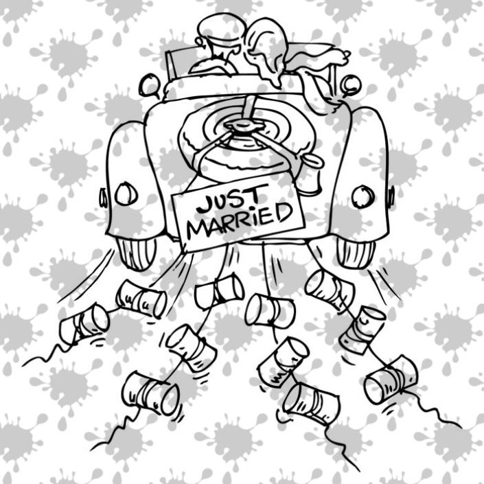 705x705 digi stamp - Just Married Car Drawing