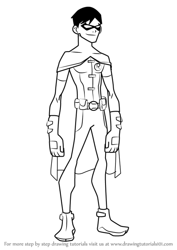 566x800 learn how to draw robin from young justice - Justice Drawing