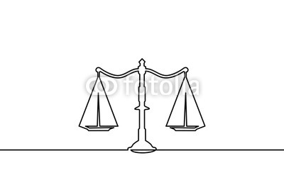 400x240 Continuous Line Drawing Of Justice Scales Vector Illustration - Justice Scale Drawing