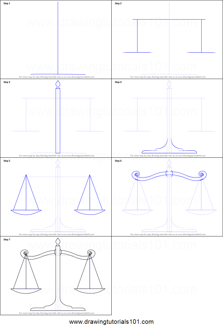 751x1111 How To Draw Scales Of Justice Printable Step - Justice Scale Drawing