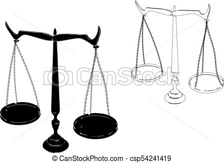 450x327 Black Justice Scales On A White Background Vector Clip Art - Justice Scale Drawing