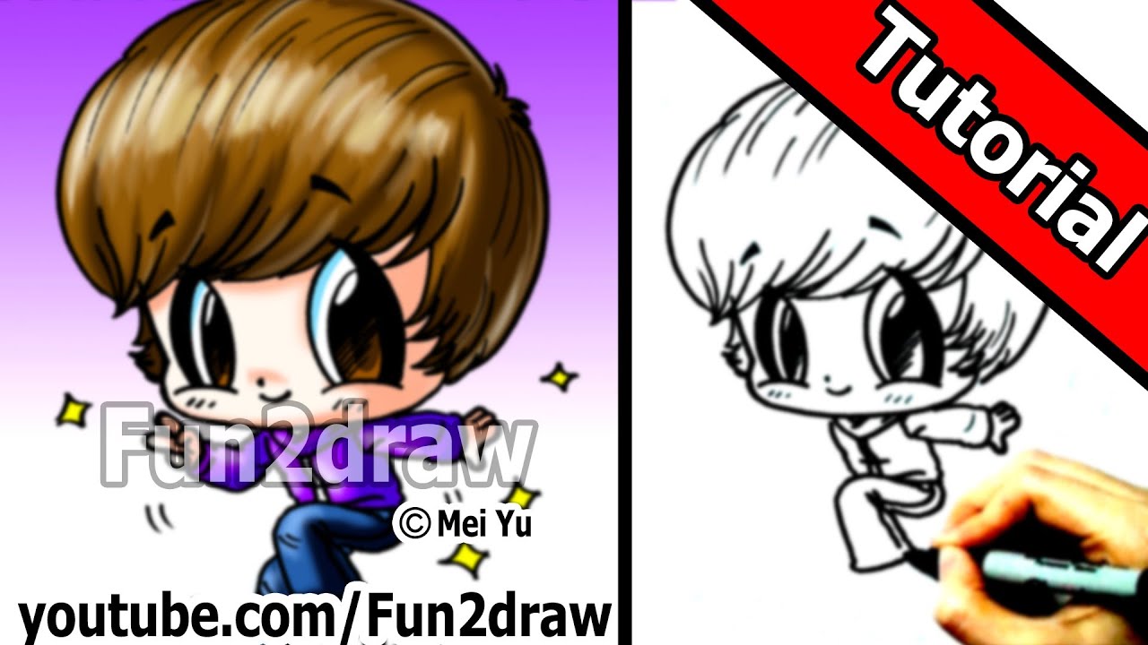 1280x720 justin bieber chibi cartoon drawing - Justin Bieber Cartoon Drawing