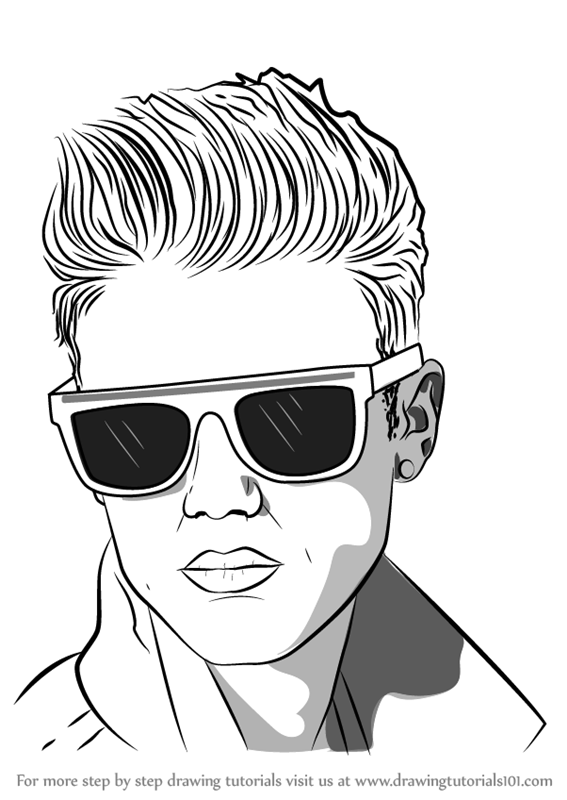 567x800 learn how to draw justin bieber with sunglasses - Justin Bieber Drawing