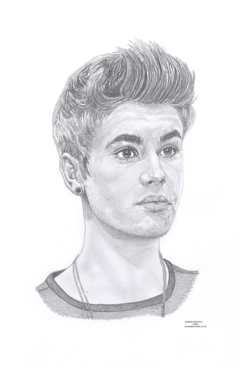 794x1212 Justin Bieber Limited Edition Art Drawing Print Signed - Justin Drawing