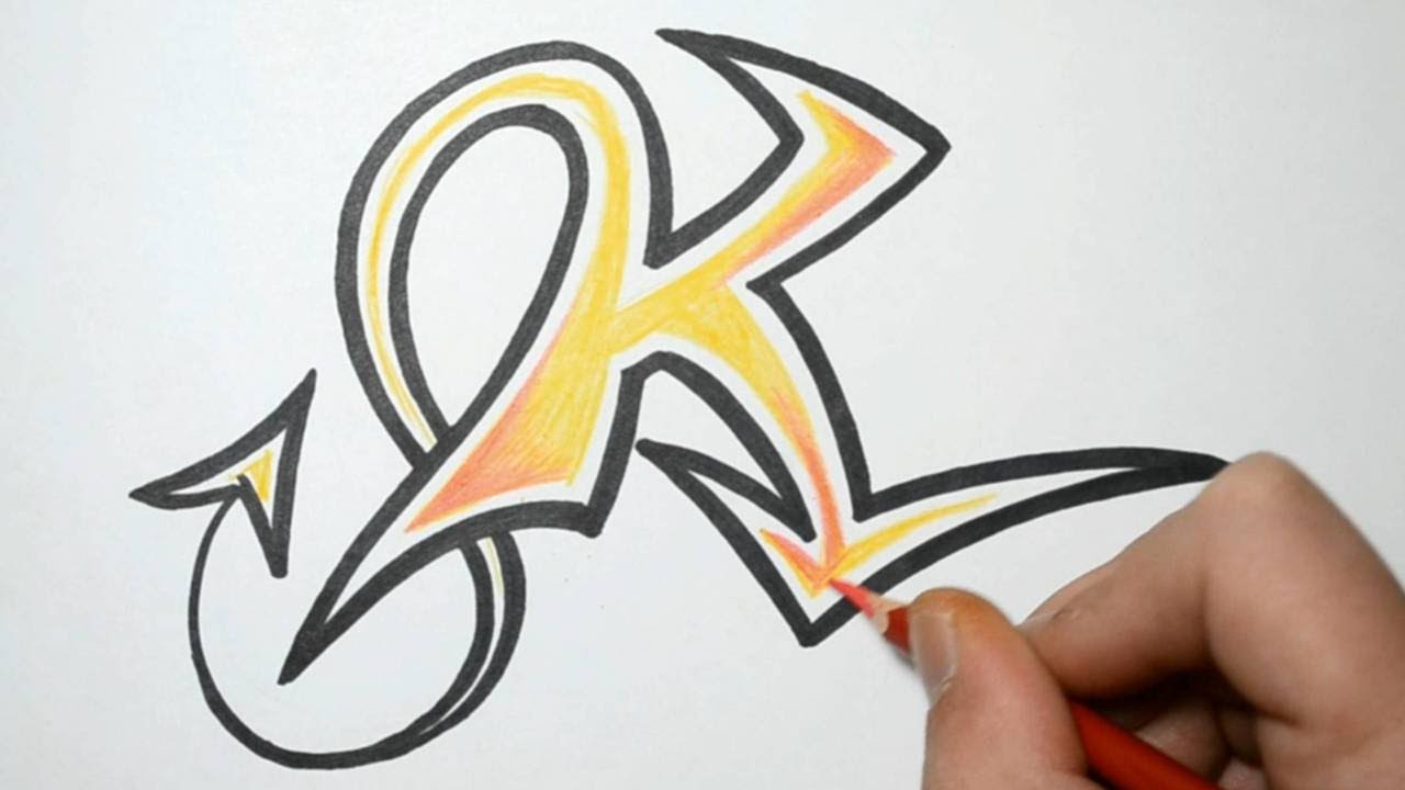 1280x720 How To Draw Graffiti Letters - K Drawing
