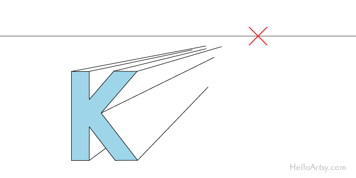 720x360 One Point Perspective Drawing Step - K Drawing