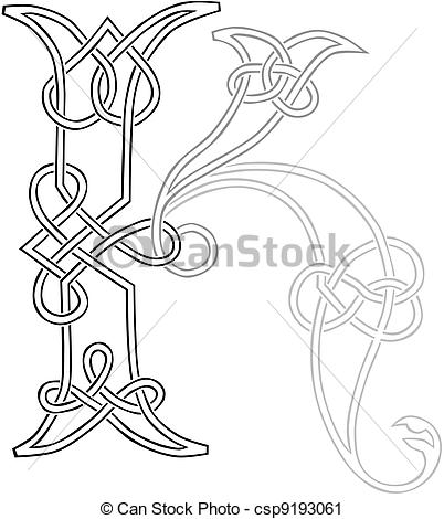 402x470 a celtic knot work capital letter k stylized outline - K Drawing