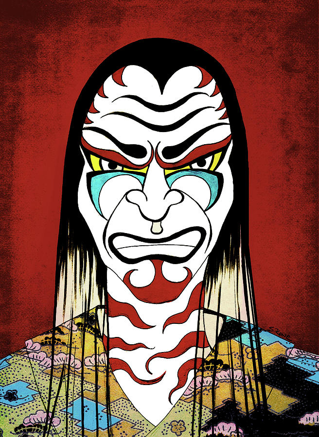 656x900 Kabuki Warrior Drawing - Kabuki Drawing