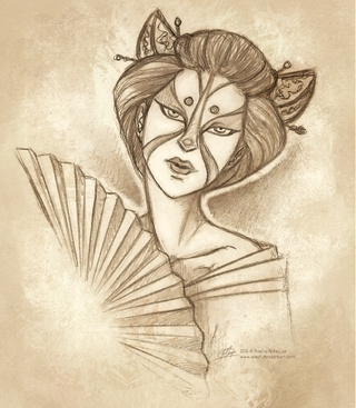 320x367 Kabuki Drawings On Paigeeworld Pictures Of Kabuki - Kabuki Drawing