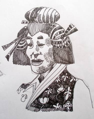 375x476 Kabuki Theatre Drawing - Kabuki Drawing