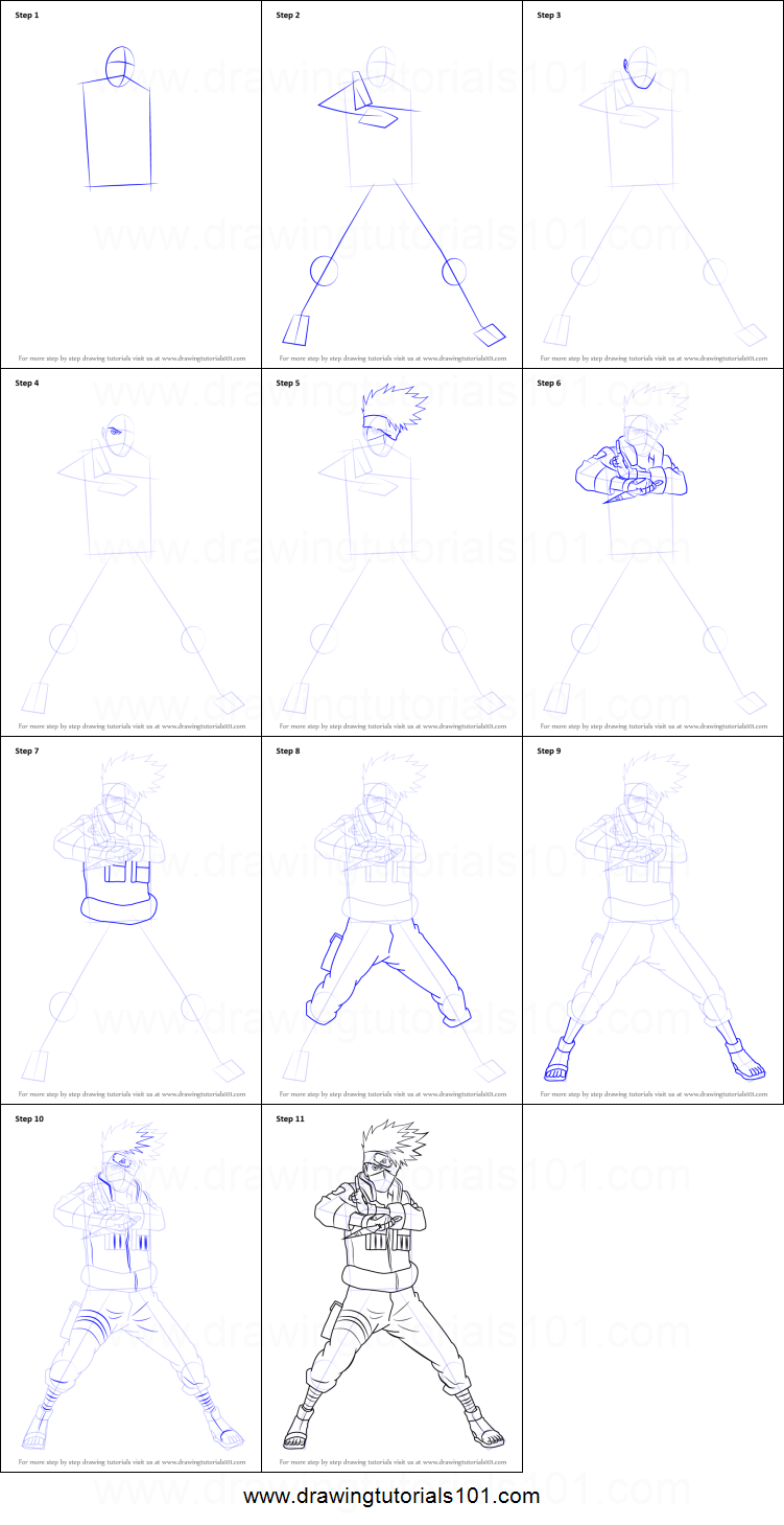 751x1459 How To Draw Kakashi Hatake From Naruto Printable Step - Kakashi Drawing Easy