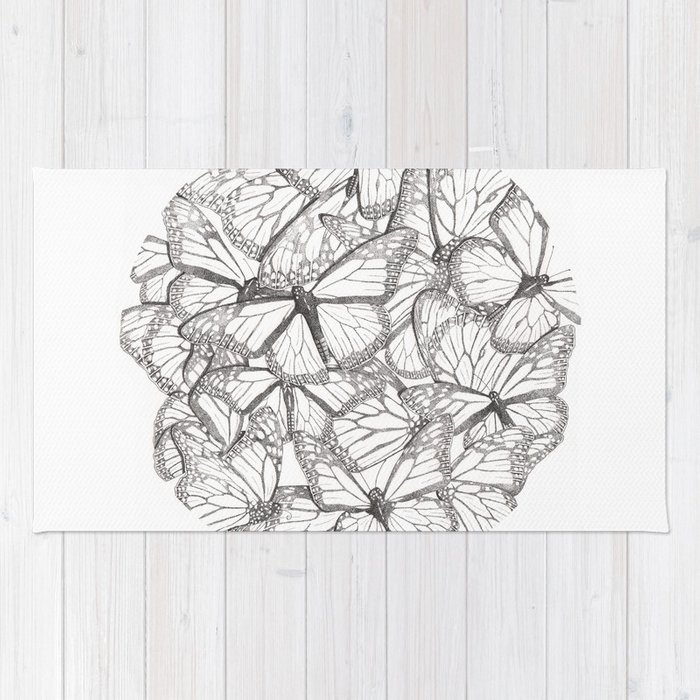 700x700 Kaleidoscope, Butterfly Drawing Rug - Kaleidoscope Drawing